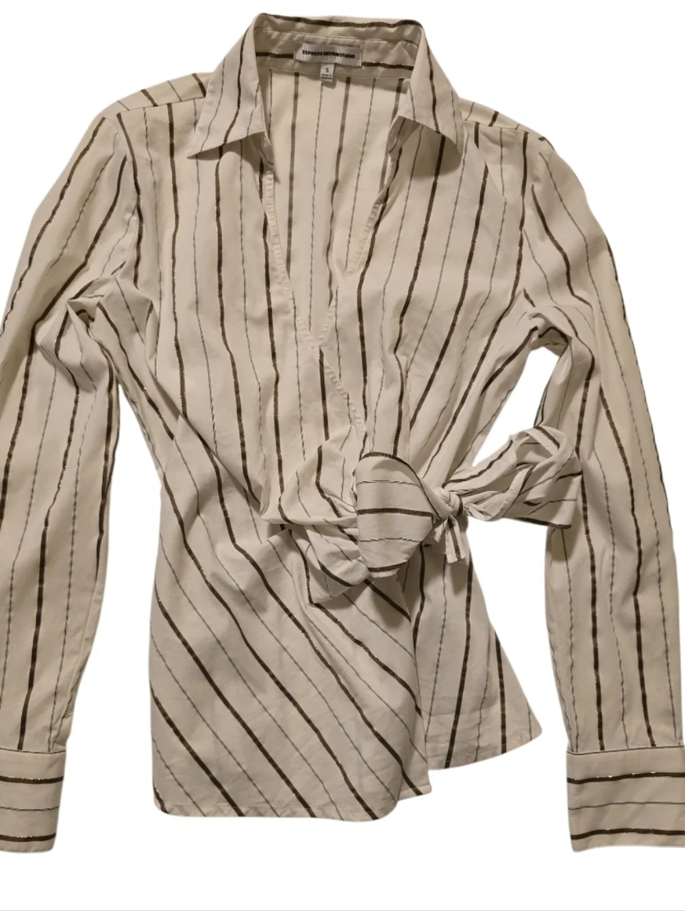 Express Solid Green, Burgundy and White Stripeswith Size:M - Picture 5 of 6